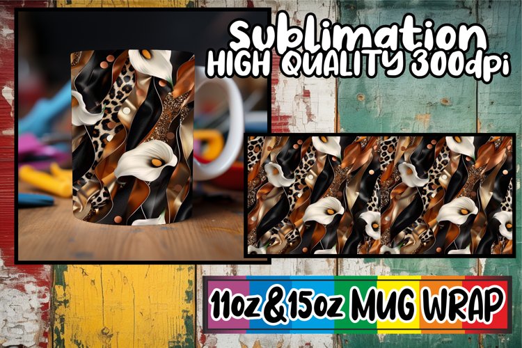 Chic 3D Leopard and Flower Mug Wrap Designs