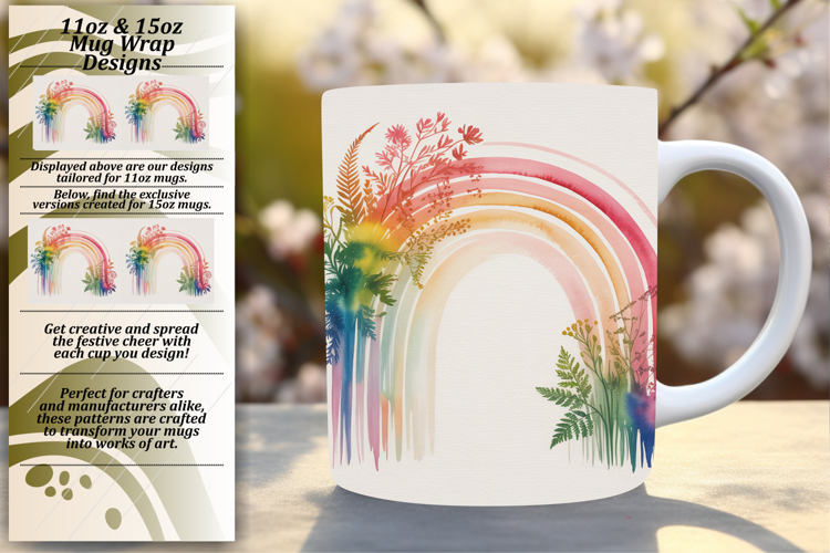Fashionable 11oz Mug Wrap Png , Flowers