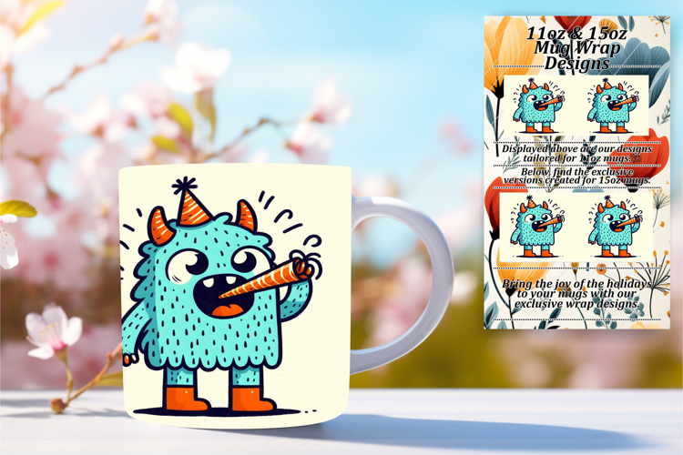 Fashionable 11oz Mug Wrap Png Artwork , Monster