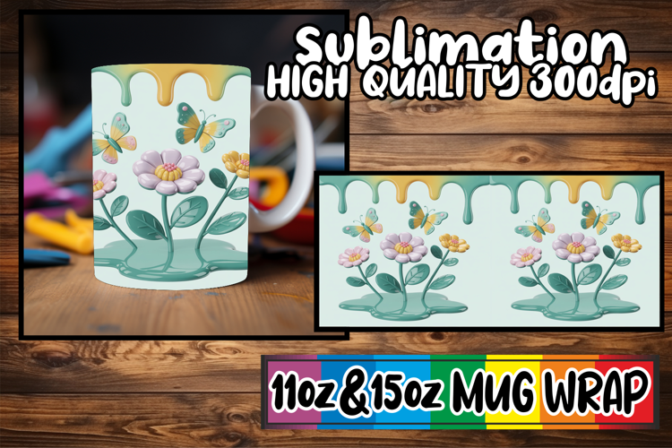 Serene sunsets 11oz 15oz sublimation wrap, 3D Flowers