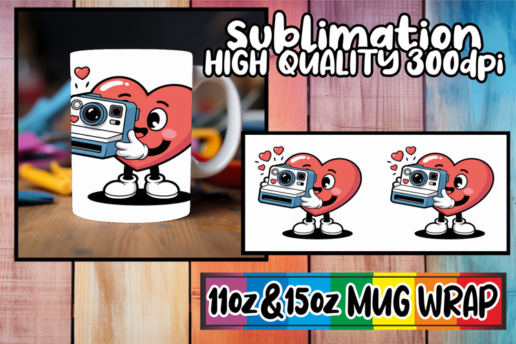 Cozy smiles 11oz 15oz sublimation wrap, Valenines Heart