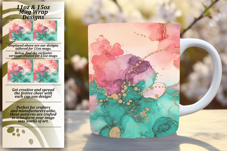 Chic 11oz Mug Wrap Png Design , Abstract Pattern