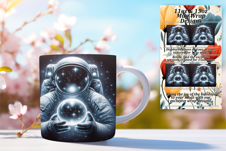 Serene 15oz Mug Wrap Png Design , Astronaut