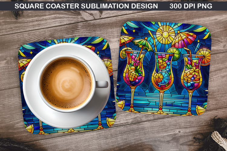 Tropical Drink Coaster Sublimation,Summer Coaster PNG Design