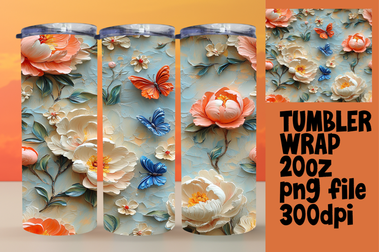 Trendy 20oz Design for Sublimation , 3D Flower