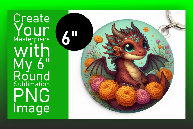 Vibrant Circle PNG Coaster Artwork , Dragon