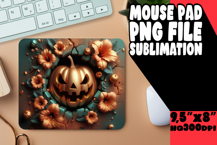 WHIMSICAL MOUSE PAD FUN DESIGNS, 3D Pumpkin