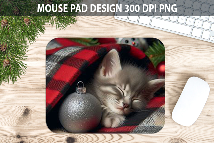 Christmas Cute Cat Mouse Pad Sublimation - Animal PNG Design