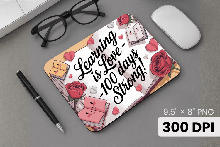 100 days of school Mouse Pad, Teacher PNG Sublimation Design