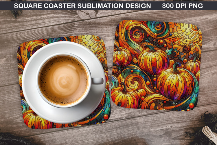 Pumpkin Coaster Sublimation, Halloween Coaster PNG Design