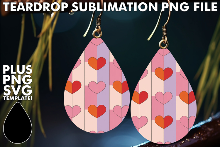 Joyful Teardrop Earrings GIFT PNG, Valentines Pattern