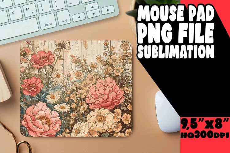 Antique Spring Blossom Pattern Mouse Pad