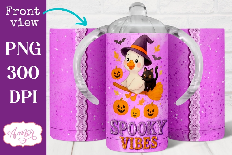 Spooky vibes sippy cup sublimation, Halloween sippy cup PNG