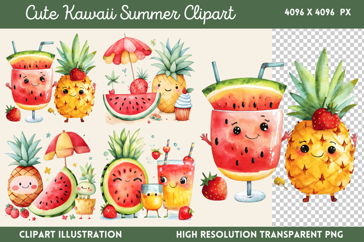 Cute Kawaii Summer Clipart PNG