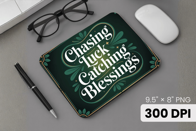 Chasing Luck Catching Blessings Mouse Pad PNG Sublimation De