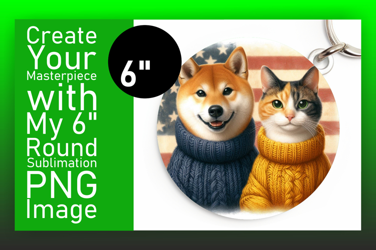 Elegant Round Design for Keychains , Dog and cat