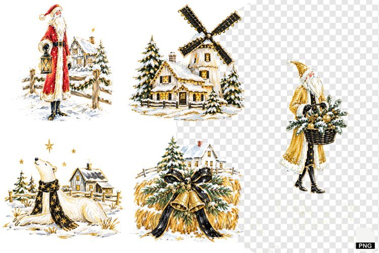 Christmas Farmhouse Clipart example image 1