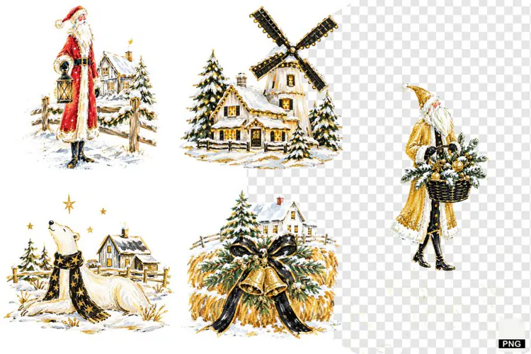 Christmas Farmhouse Clipart