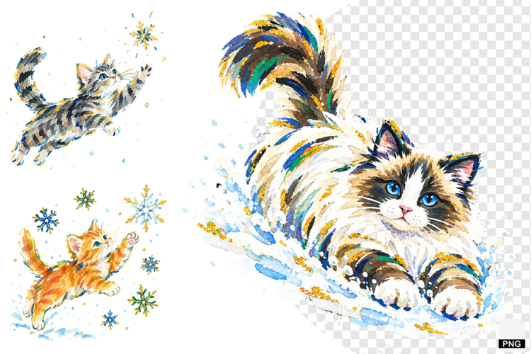 Winter Cats Clipart