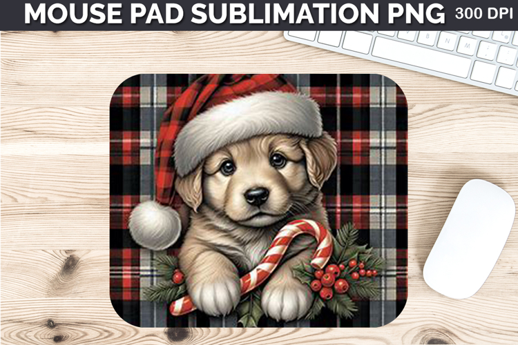 Watercolor Dog Mouse Pad Sublimation - Christmas PNG Design