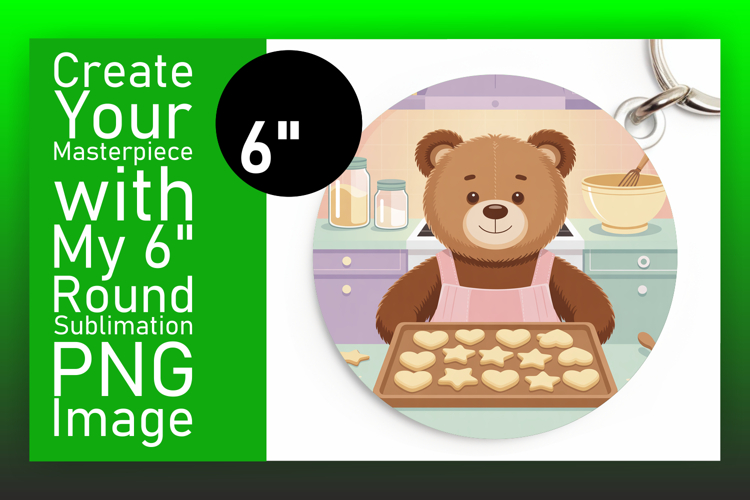 Vibrant Circle PNG for Sublimation , Cute Bear