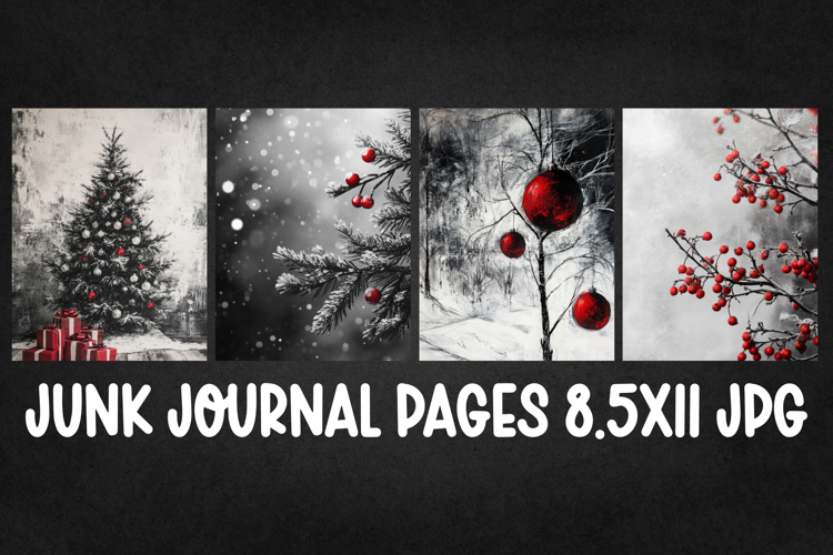 4 Christmas Digital Papers I Christmas Junk Journal Pages