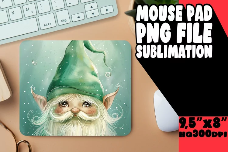 Cozy Cottage: Watercolor Gnome Mouse Pad Design Sublimation