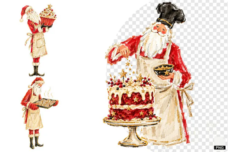Santa Love Baking PNG