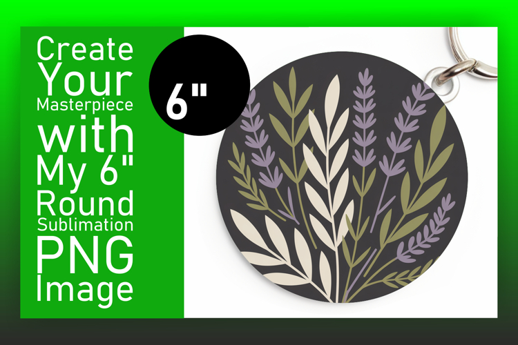 Chic Round Design Keychain Artwork , Flowers