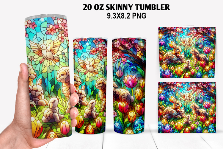 Bunny Skinny Tumbler 20oz Wrap Design, Easter Tumbler PNG