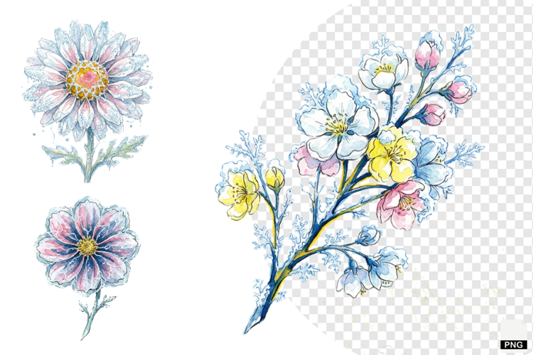 Snowy Butterfly Garden Clipart