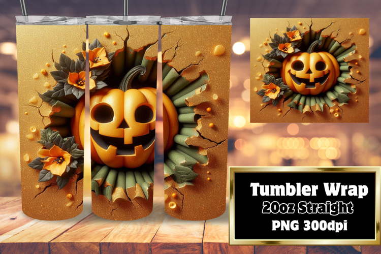 EYE-CATCHING 20oz Sublimation Tumbler , 3D Pumpkin