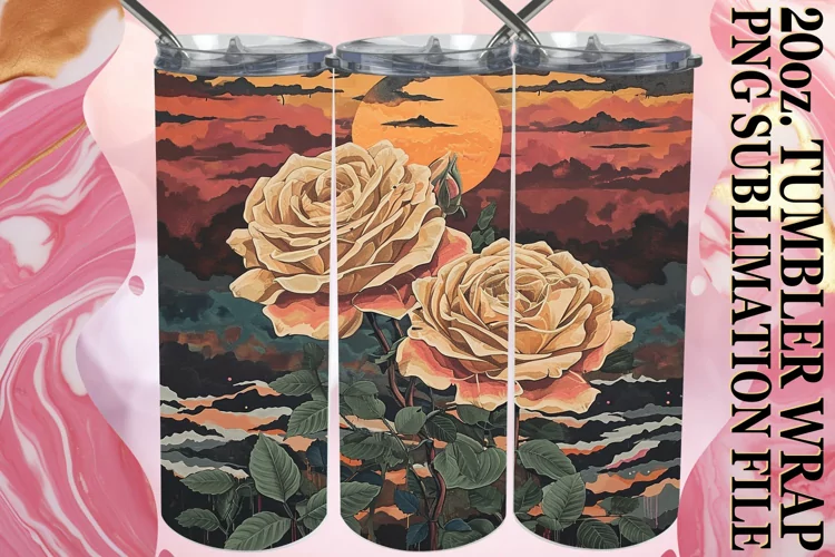 Retro Summer Blossom Joy Tumbler Wrap - Nostalgic Style