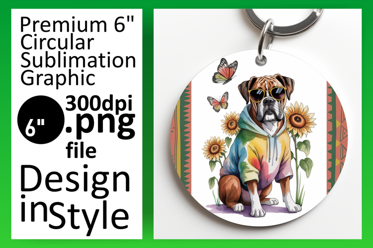 Charming Round Design Keychain PNG , Cute Dog