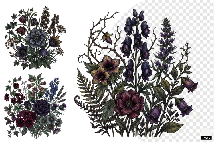 Goth Wildflowers Clipart