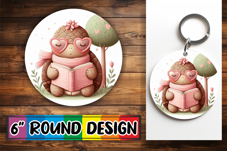Joyful Coaster Round Design PNG, Turtle