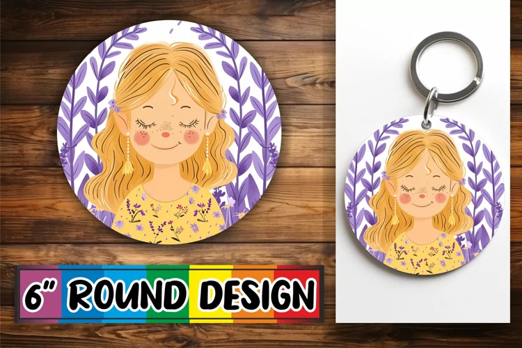 Beautiful Female Round Design with Floral Art PNG