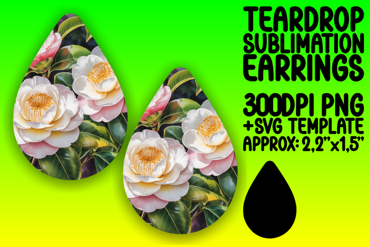 Vibrant Teardrop Earrings Template PNG , Flowers