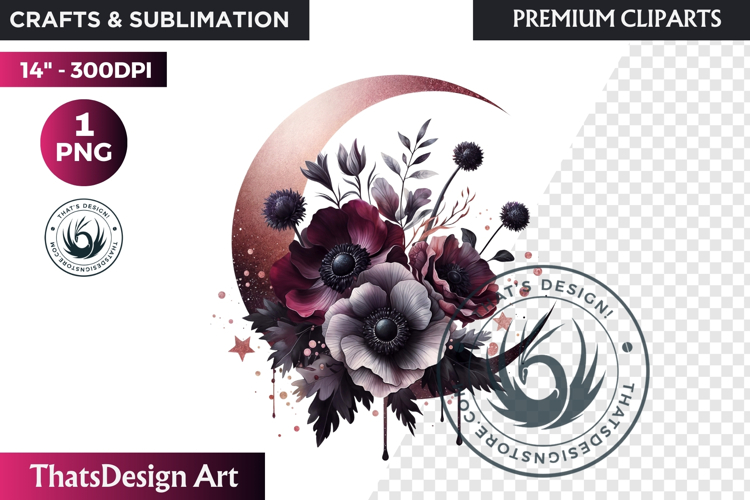 Dark flowers, wedding Florals PNG, Dark Romance Clipart