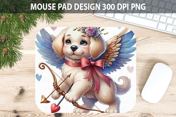 Watercolor Dog Mouse Pad Sublimation - Valentines PNG