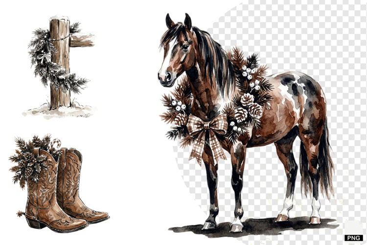 Christmas Festive Western Clipart