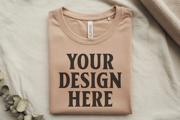 Heather Dust Bella Canvas 3001 Flat Lay T-Shirt Moc