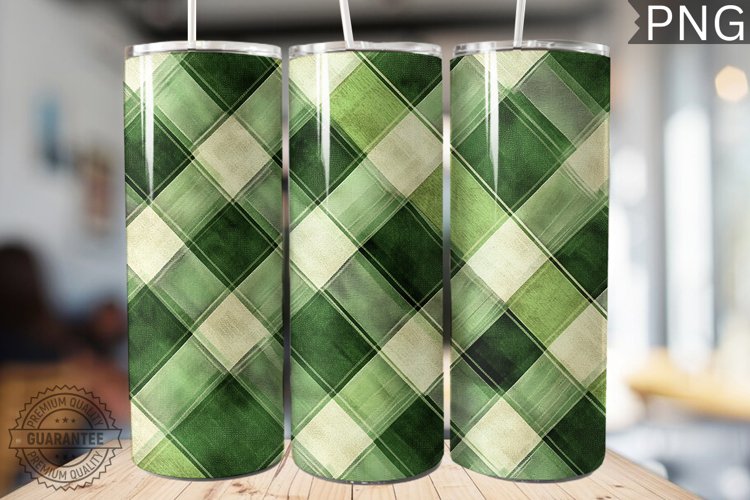Green Plaid Tumbler Wrap - High Quality 300 Dpi example image 1