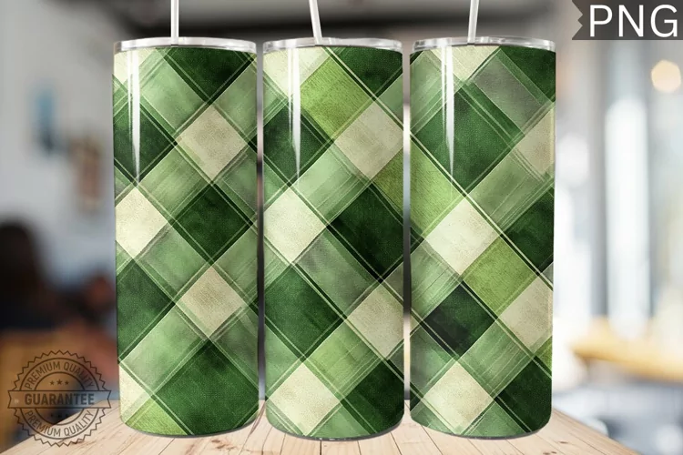 Green Plaid Tumbler Wrap - High Quality 300 Dpi