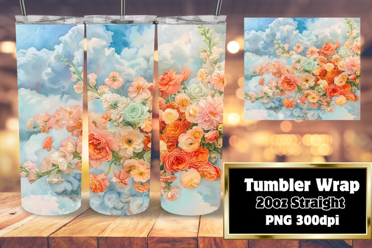 Floral Tumbler Wrap 20oz Design Sublimation PNG