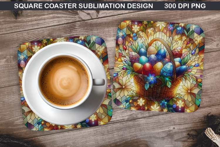Easter Flower Coaster Sublimation, Easter Coaster PNG Design