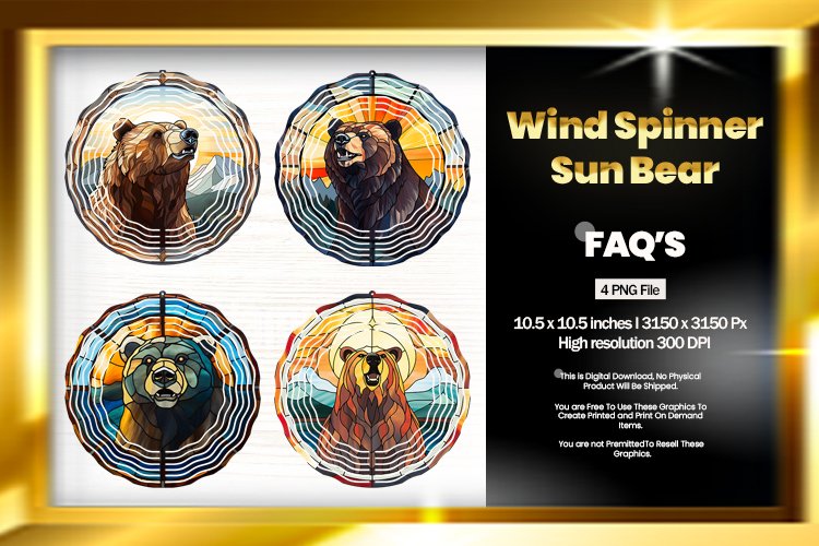 Sun Bear Wind Spinner Sublimation - 04 Variation example image 1
