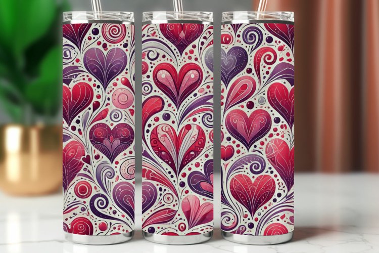 Valentine Tumbler Wrap 20 oz - heart pattern