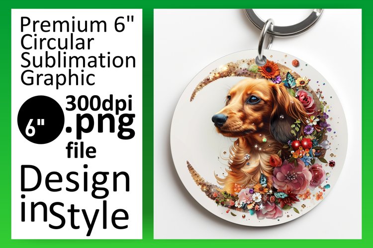 Playful Round Dog Sublimation Keychain example image 1