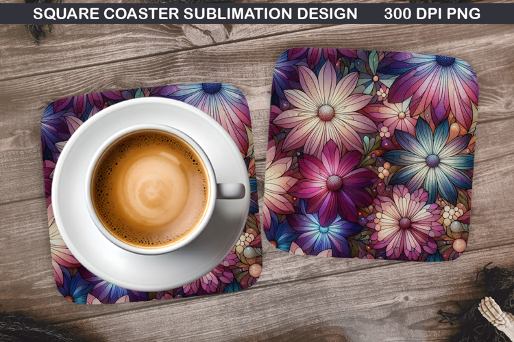 Flowers Coaster Sublimation, Spring Coaster PNG Design
